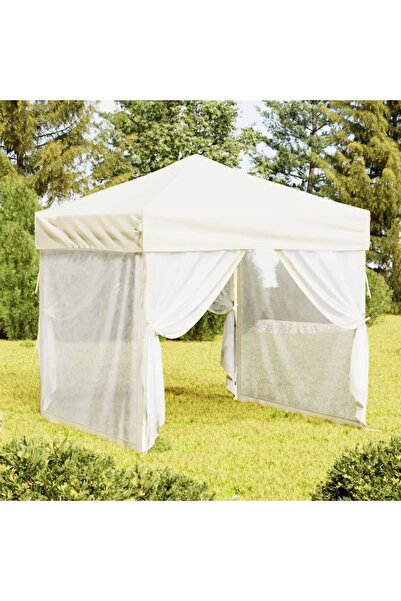Concept Cort pliabil pentru petrecere, pereți laterali, crem, 2x2 m