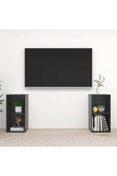 Concept Comode TV, 2 buc., gri extralucios, 72x35x36,5 cm, PAL