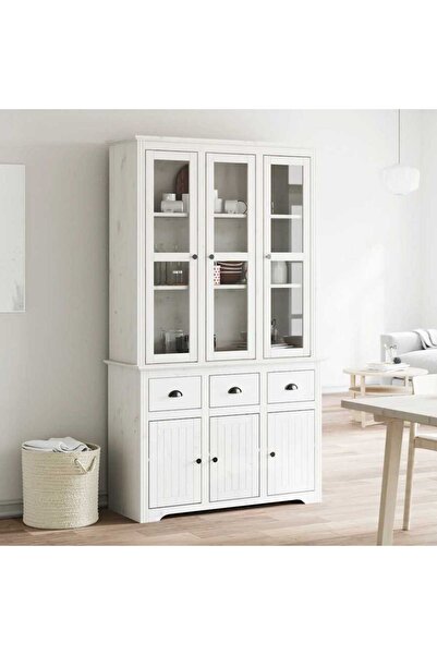 Concept Dulap Înalt "BODO", alb, 115,5x43x200,5 cm, lemn masiv de pin