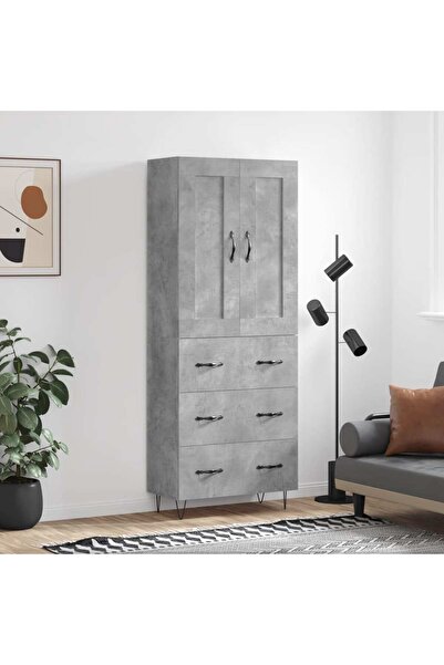 Concept Dulap înalt, gri beton, 69,5x34x180, lemn compozit