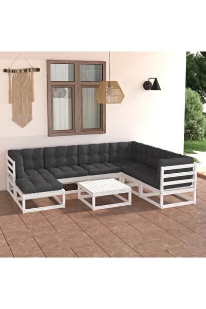 Concept Set mobilier de grădină cu perne, 8 piese, lemn masiv de pin