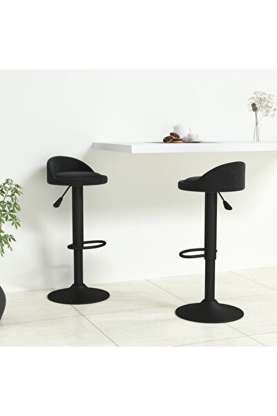 Concept Scaune de bar, 2 buc., negru, catifea