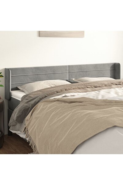 Concept Tăblie de pat cu aripioare gri deschis 203x16x78/88 cm catifea