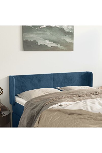 Concept Tăblie pat cu aripioare albastru închis 147x16x78/88 cm catifea
