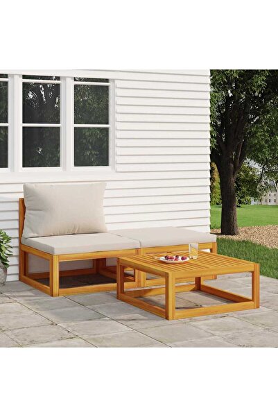 Concept Set mobilier de grădină cu perne, 3 piese, lemn masiv acacia