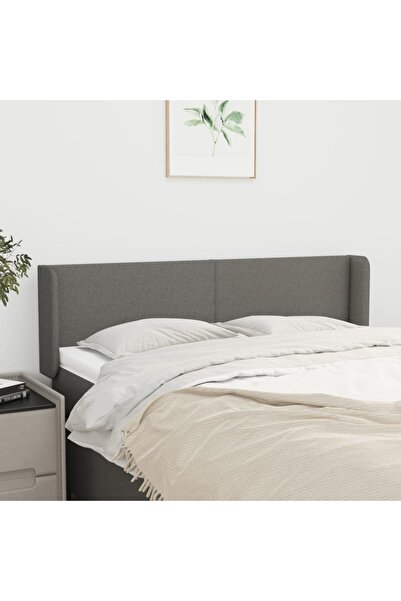 Concept Tăblie de pat cu aripioare gri închis 147x16x78/88 cm textil