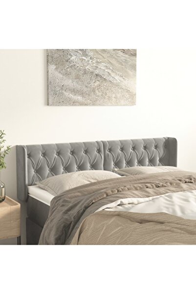 Concept Tăblie de pat cu aripioare gri deschis 163x16x78/88 cm catifea
