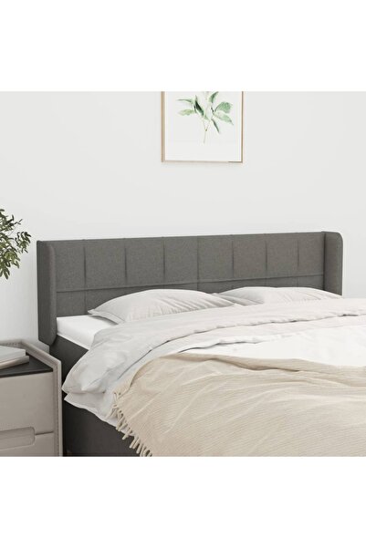 Concept Tăblie de pat cu aripioare gri închis 147x16x78/88 cm textil
