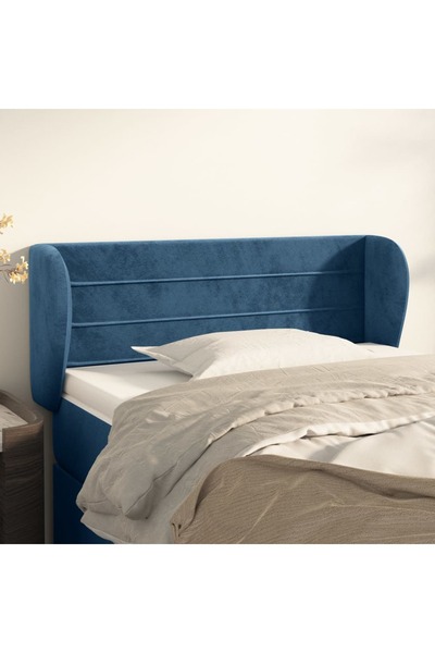 Concept Tăblie pat cu aripioare albastru închis 103x23x78/88 cm catifea