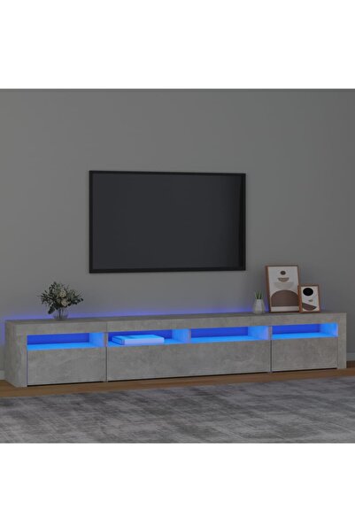 Concept Comodă TV cu lumini LED, gri beton, 240x35x40 cm