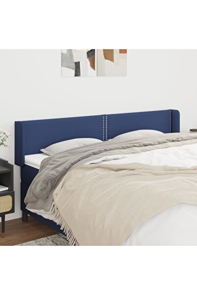 Concept Tăblie de pat cu aripioare, albastru, 183x16x78/88 cm textil