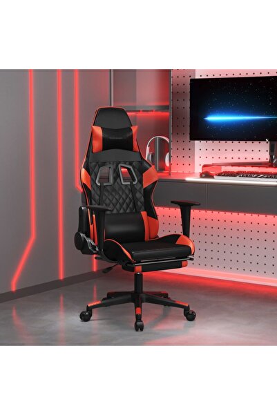 Concept Scaun de gaming cu masaj/suport picioare, negru/roșu, piele