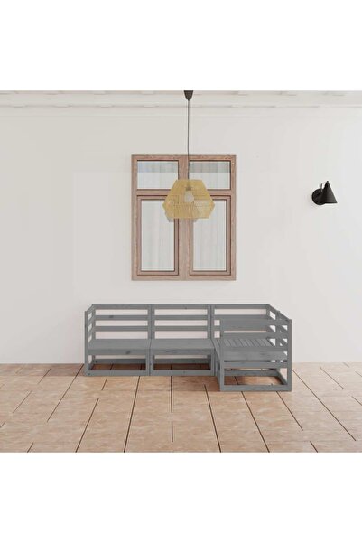Concept Set mobilier de grădină, 4 piese, gri, lemn masiv de pin