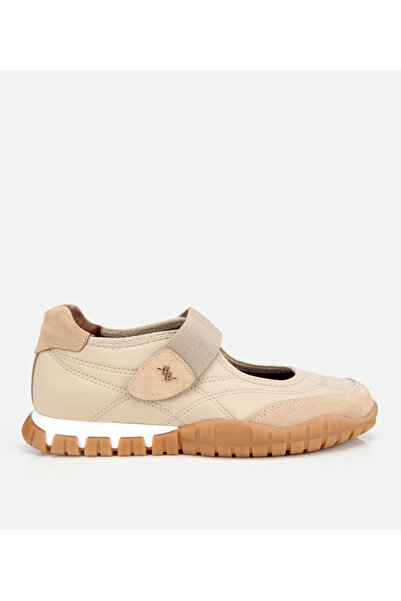 Hotiç Damen Wildleder Beige Bequeme Sohle Komfortschuhe
