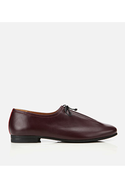 Hotiç Women's Leather Burgundy Soft Lace-Up Ballerinas