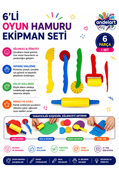 6-Piece Play Dough Mould Roller Set