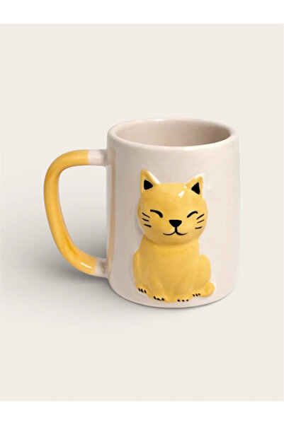 Bereketli Store Cat Patterned Porcelain Mug – Cute Cat Coffee and Tea Cup