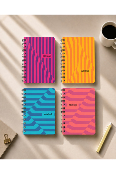 Apeirona Checkered Notebook Set |   4 Notebooks |   Oval Cornered |   A5. |  ...