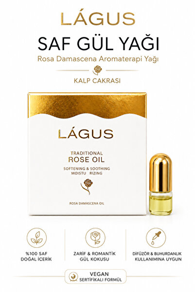 LAGUS Saf Gül Yağı LÁGUS Rosa Damascena Aromaterapi Yağı Kalp Çakrası
