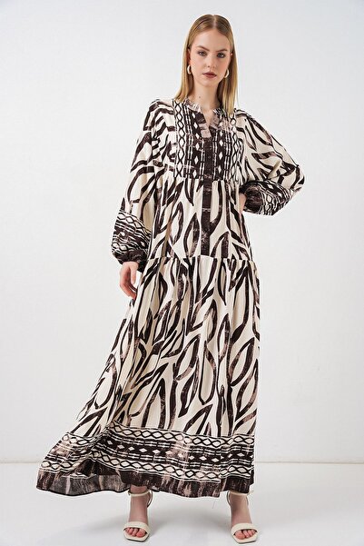 Hiccup Bdart Patterned V-Neck Maxi Dress