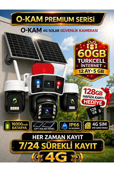 SLTECH O-Kam OK-335 12MP 4 Kameralı 4G Çift Solar Panel AOV Gece Görüş Çakar ...