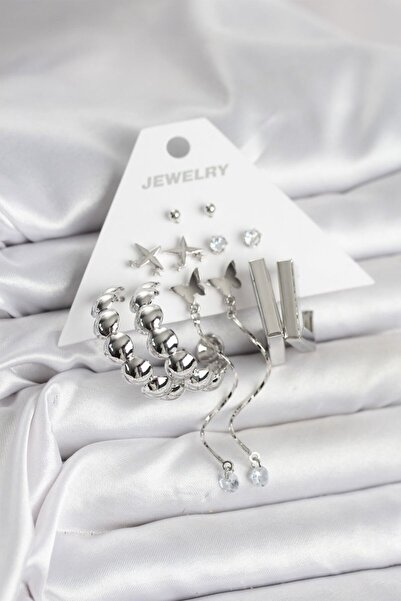 Skygo Silver Color Brass 6-Piece Women's Earring Set - Tj-Bkp11330