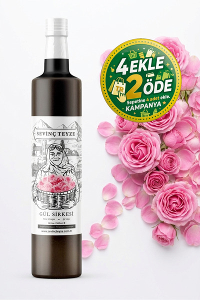Organik Teyze Sevinç Teyze Gül Sirkesi Doğal Fermantasyon Rose Vinegar 500 ml