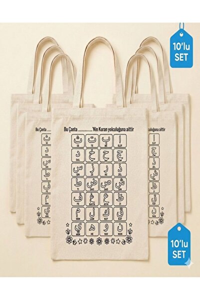 ni-ag Eğitici Boyanabilir Elif-Ba Öğreniyorum Çantası(10 Adet)Boyut 18x25 Kar...