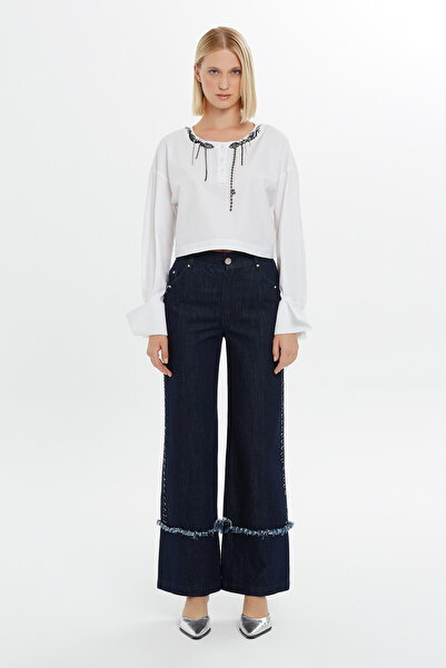 GİZİA Blouse with Beaded Collar and Details