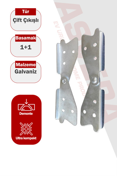 ASVERA Çift Çıkışlı Kulak Menteşesi - Alüminyum Merdiven Yedek Parçası - Katl...