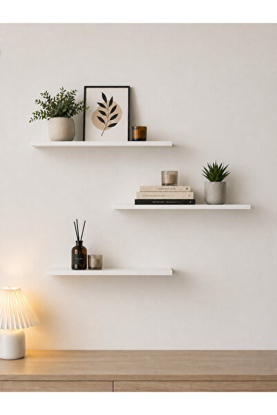 SARMOBİ Harmony 3 Raflı Gizli Monte Uçan Raf 50*15 cm Beyaz