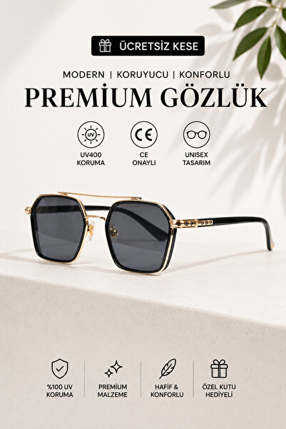 WATCHOFROYAL Royal Eyewear Re0039 Gold- Siyah Güneş Gözlüğü