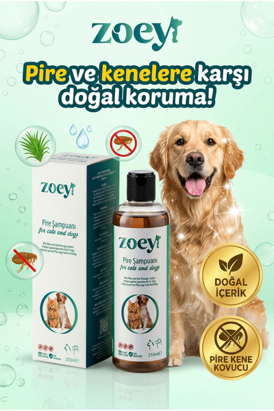 ZOEY PET PRODUCTS Zoey Köpek Pire Kene Şampuanı – Pire ve Kene Önleyici Doğal...