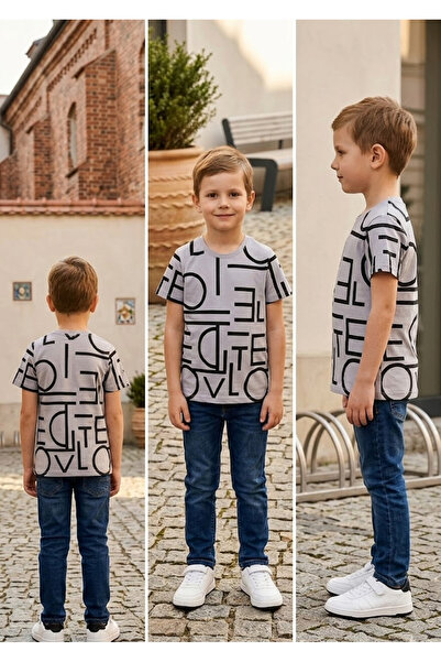 meyastore Boy's T-Shirt with Letter Print