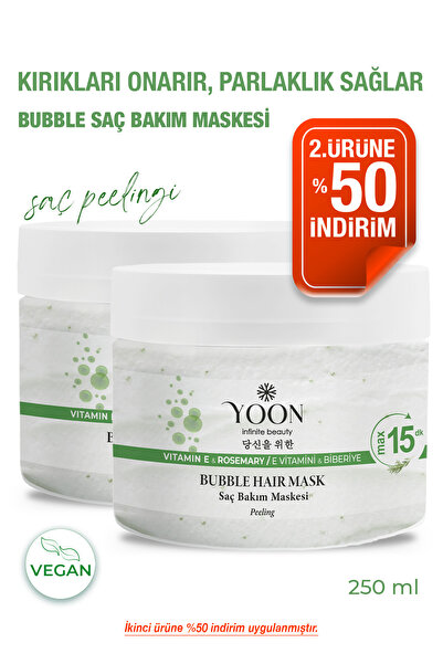 YOON 2'li Biberiye Saç Maskesi, E Vitamin & Peeling Etkili, Saç Tellerini Güç...