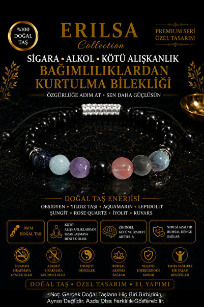 Erilsa Sertifikalı Doğal Taş Kötü Alışkanlıklardan Uzaklaşma Bilekliği - Ayar...