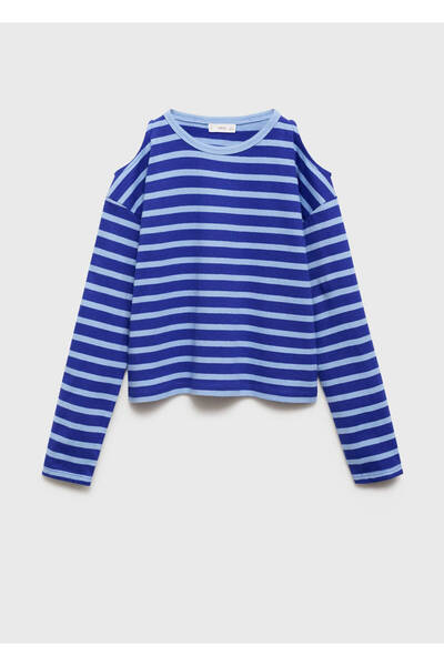 MANGO Kids Çizgili cut-out detaylı tişört