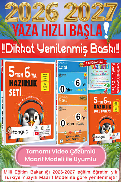 Tonguç Yayınları 5'ten 6'ya Yaz Tatili Hazırlık Seti 0'dan 6'ya Sayısal Sözel...