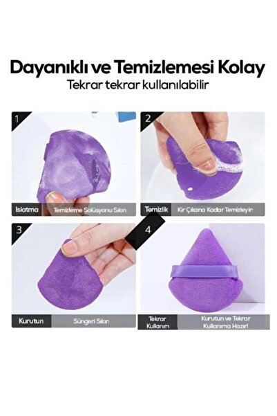 HİROS'H 1 Adet Üçgen Pudra Fondöten Bb Krem Uygulama Süngeri Yıkanabilir Makyaj Süngeri