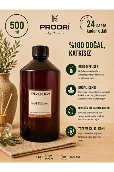 Proori Beyaz Çiçekler Oda Ve Ortam Kokusu Parfümü Esansı Yedek Dolum Şişe 500 Ml