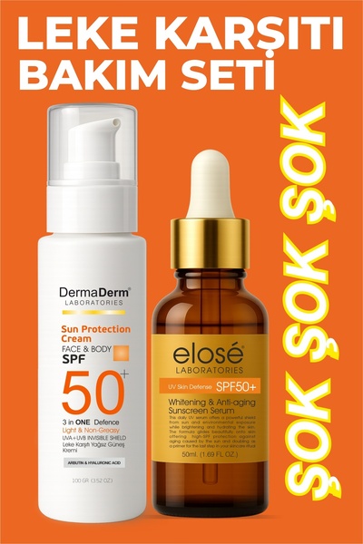 DermaDerm SPF 50+ Güneş Kremi ve Güneş Koruma Serumu 2 Li Set