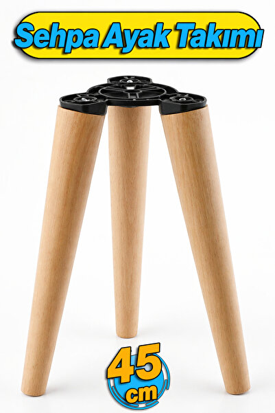 Badem10 Set de picioare din lemn pentru masă de cafea 3 piese 45 cm Picior de...