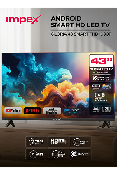 IMPEX Gloria 43 Smart FHD Android LED 43 Inch TV Frameless A+ Panel 8GB 1GB 2...