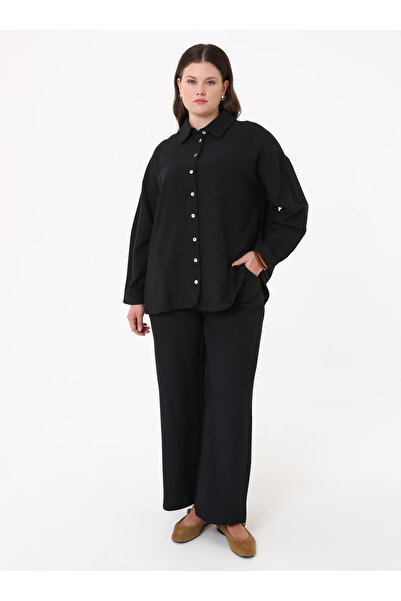 ALİA Set de cămașă și pantaloni de mărime mare - Negru -