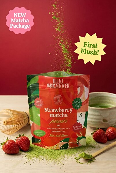 Mim and More Strawberry Matcha Powder - Çilek Aromalı Matcha Tozu Doypack, 25 gr