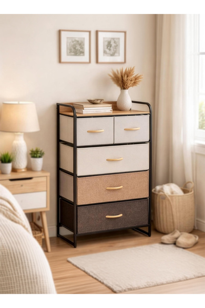 Cady One Fabric Storage Drawer Unit with Sturdy Metal Frame and Durable Woode...