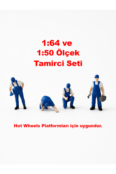 Friday Home 4 Adet Tamirci Maket Insan Teraryum için Figür 1/64 ve 1/50 Ölçek...