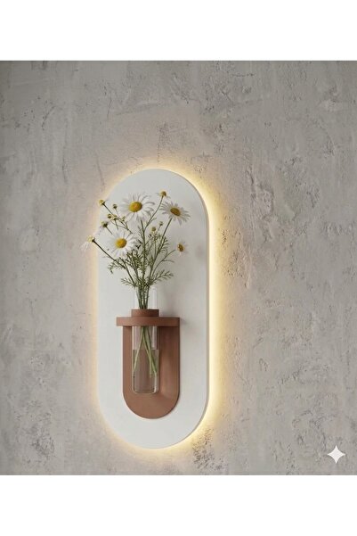 dedeler dekor Led’li dekoratif tablo 60x40 modern saksılı tablo