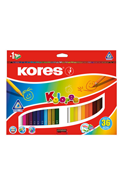 kores Creioane colorate 36 de culori + ascuțitoare triunghiulară