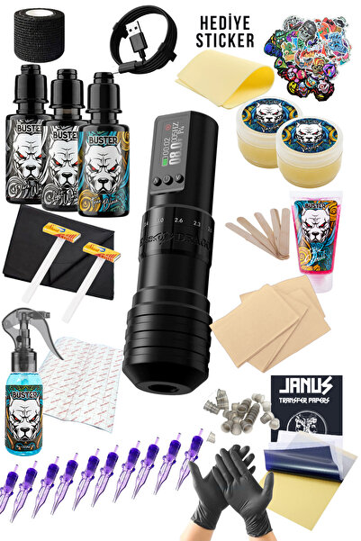 Ambition Kiss Of Dragon Wireless 7 Stroke Changeable Tattoo Machine Set - Premium Tattoo Kit